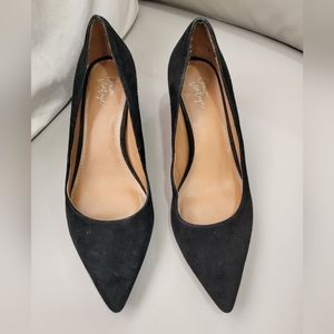 Women Crown Vintage Black Suede Block 2" Heels